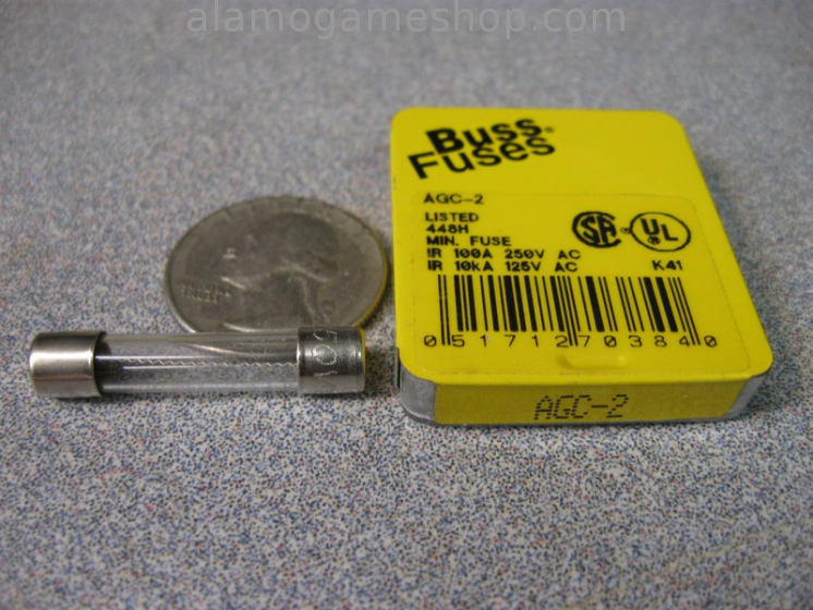 (image for) 2 Amp Fuse, Box of 5 Bussmann AGC, Fast Blow 250v