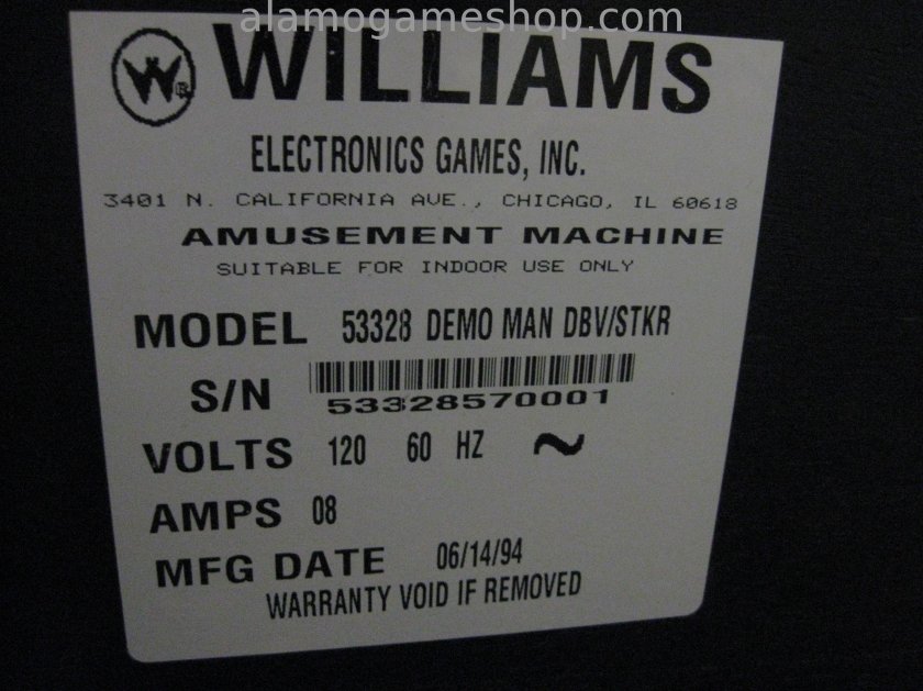 Demolition Man - Williams Pinball 1994 - Click Image to Close