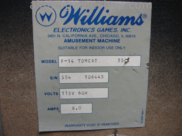 (image for) F-14 Tomcat Pinball by Williams 1987