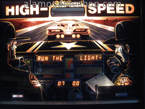(image for) High Speed Pinball by Williams 1986 - Click Image to Close