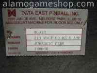 (image for) Jurassic Park Pinball by Data East 1993