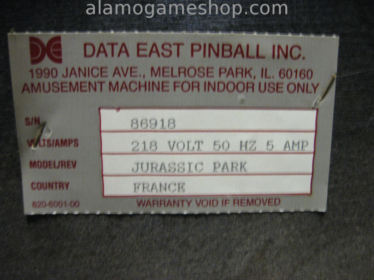 (image for) Jurassic Park Pinball by Data East 1993