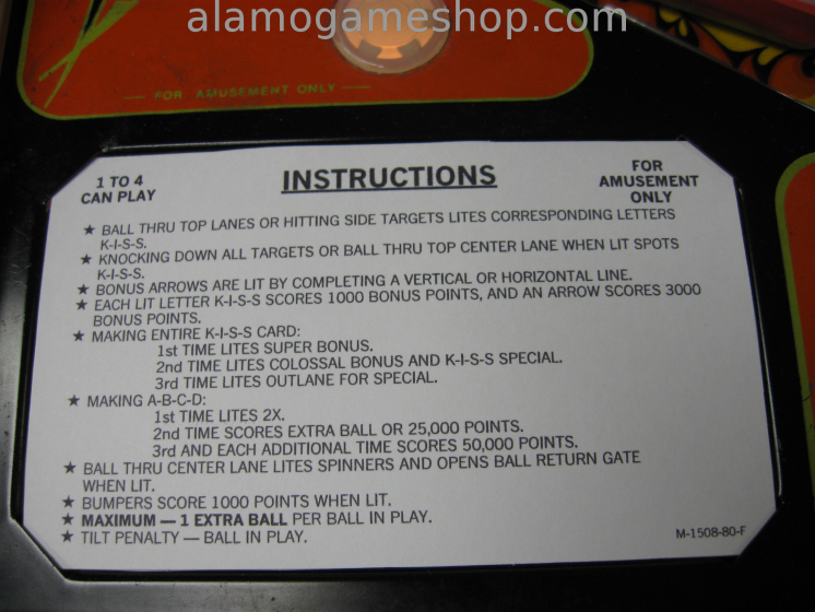 (image for) Kiss pinball - Bally 1978
