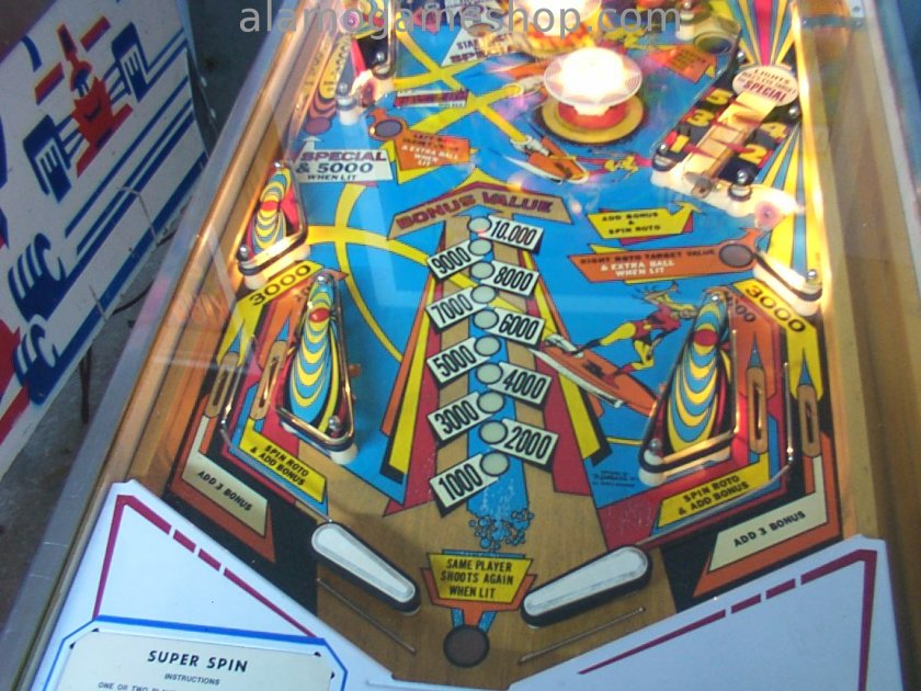 Super Spin pinball by Gottlieb 1977 EM - Click Image to Close