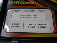 Firepower Pinball by Williams 1980