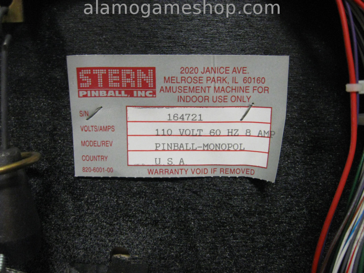 (image for) Monopoly pinball by Stern 2001