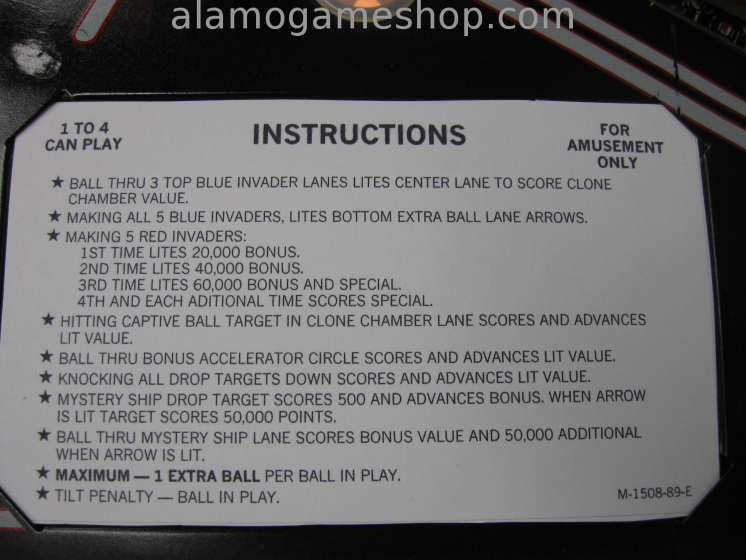 (image for) Space Invaders pinball by Bally 1980