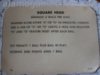 (image for) Square Head pinball by Gottlieb 1963