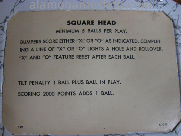 (image for) Square Head pinball by Gottlieb 1963