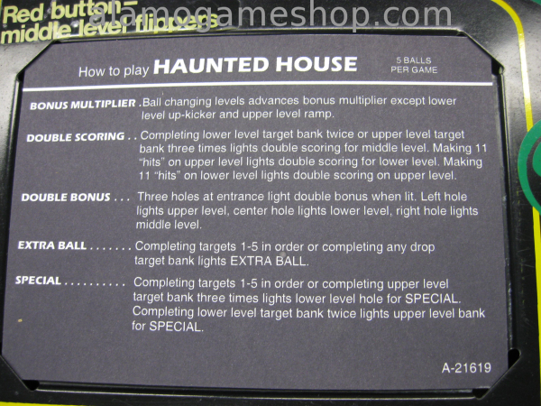 (image for) Haunted House pinball by Gottlieb 1982