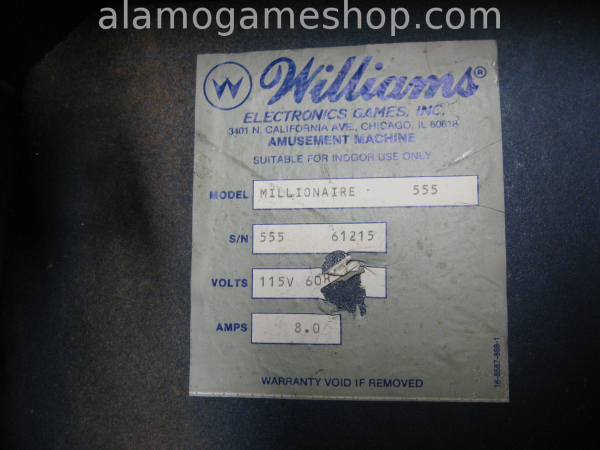 (image for) Millionaire pinball by Williams 1987