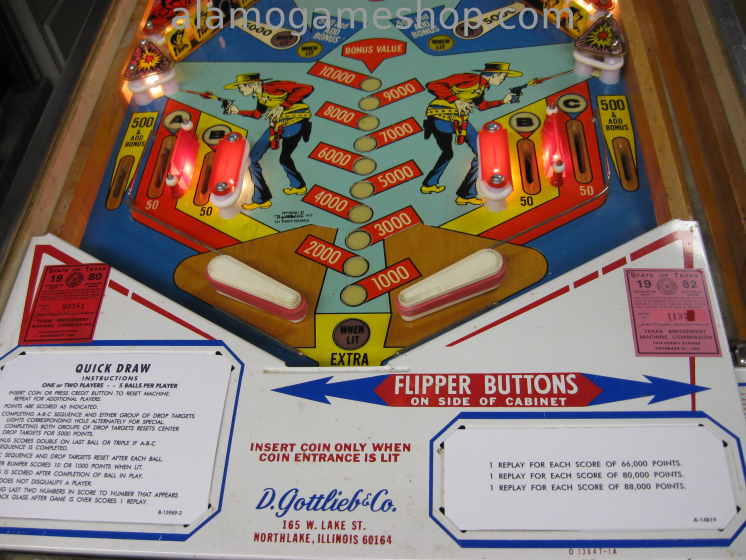 (image for) Quick Draw pinball by Gottlieb 1975