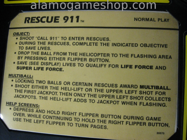 (image for) Rescue 911 pinball by Premier/Gottlieb