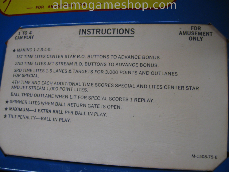 (image for) Supersonic pinball by Bally 1979