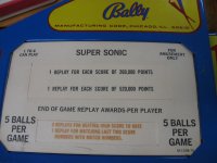 (image for) Supersonic pinball by Bally 1979