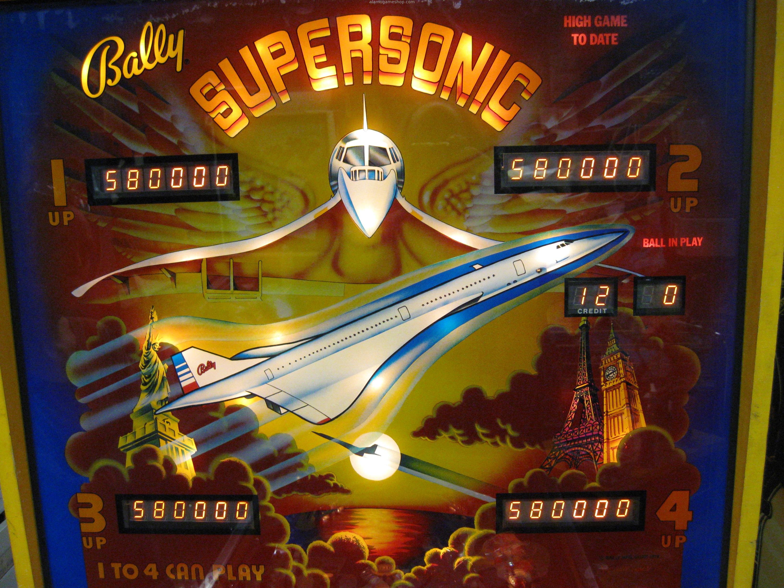 (image for) Supersonic pinball by Bally 1979