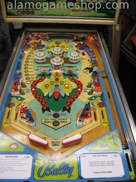 (image for) Bow and Arrow pinball by Bally 1974