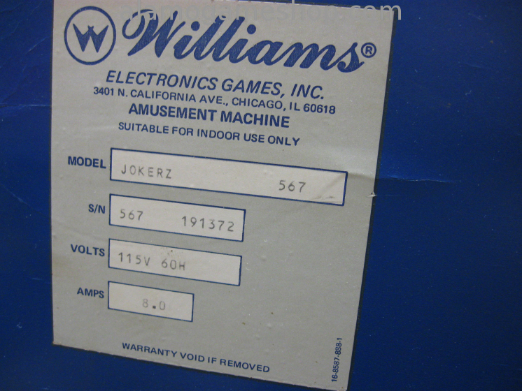 (image for) JokerZ pinball by Williams - 1988