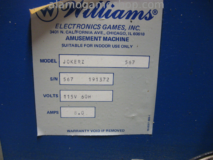 (image for) JokerZ pinball by Williams - 1988