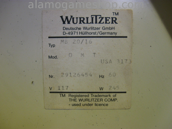 (image for) Wurlitzer OMT 1015 45rpm Jukebox 1989