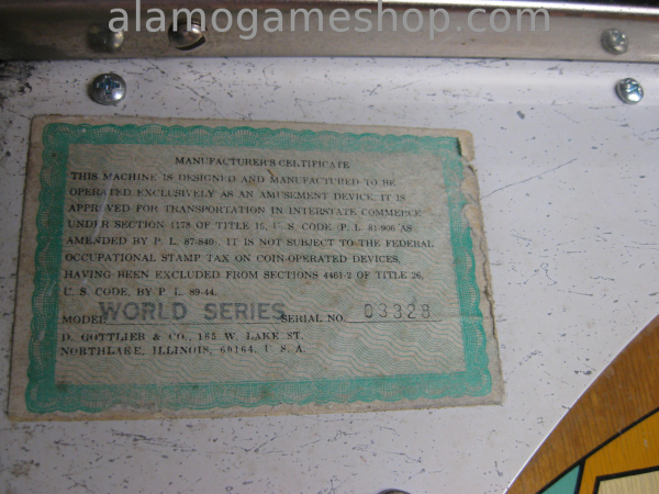 (image for) World Series Pinball by Gottlieb 1972