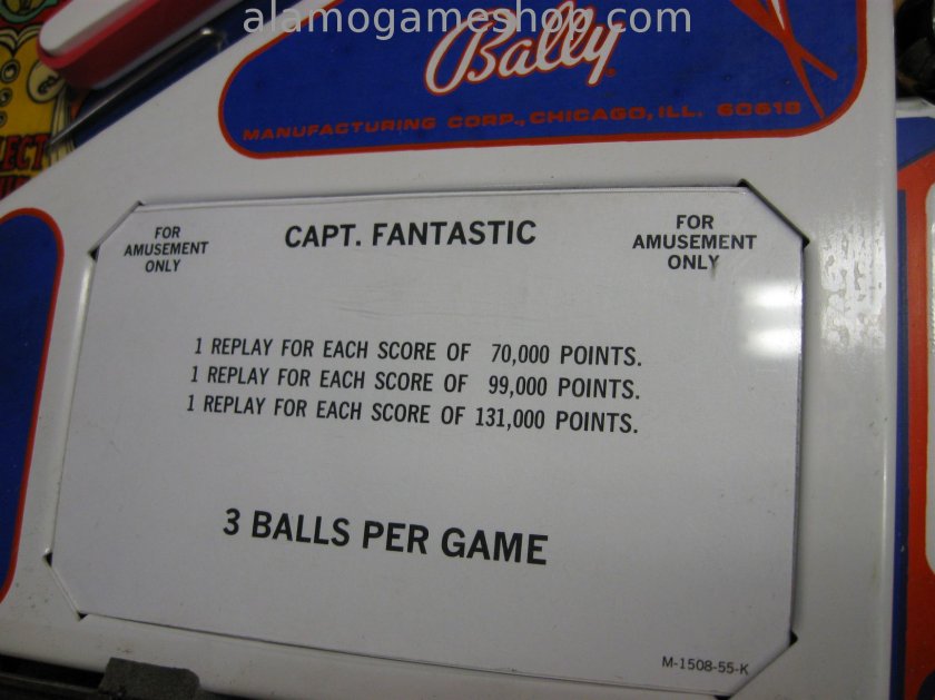 Captain Fantastic pinball by Bally 1976 - Click Image to Close