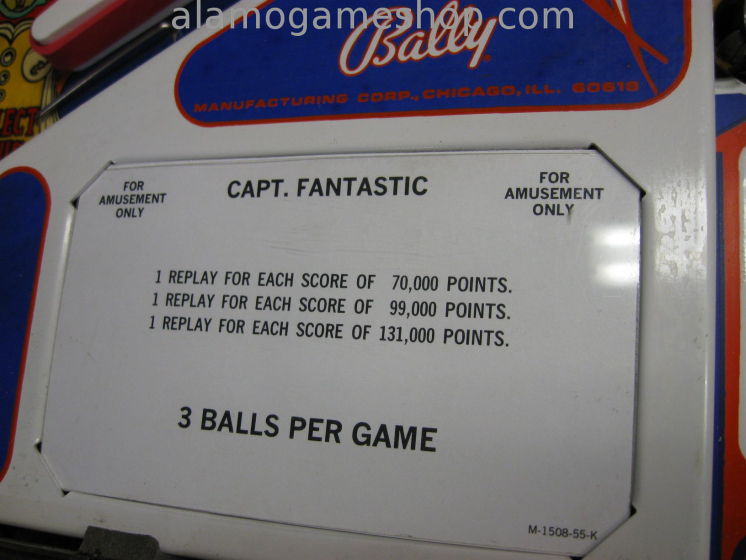 (image for) Captain Fantastic pinball by Bally 1976