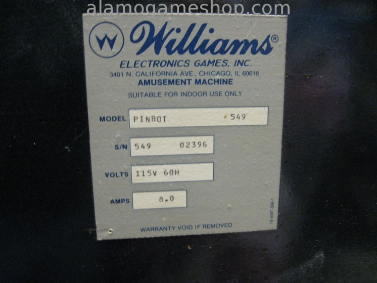 (image for) Pinbot pinball by Williams 1986