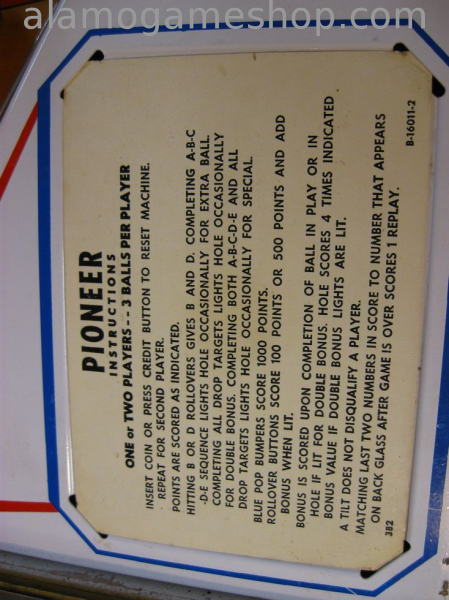 (image for) Pioneer pinball by Gottlieb 1975