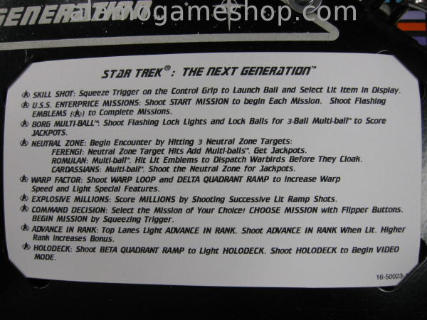 (image for) Star Trek Next Generation #2, pinball b