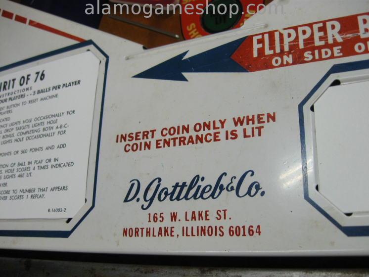(image for) Spirit of 76 Pinball by Gottlieb 1975