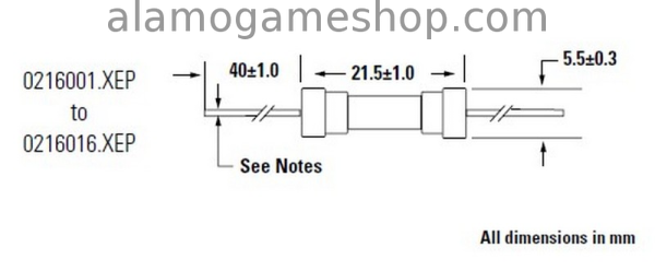 (image for) 10 amp Littlefuse type 216, Pigtail 250v