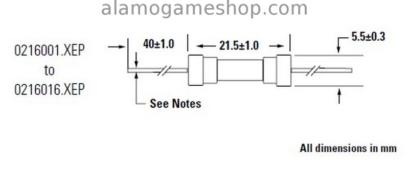 (image for) 10 amp Littlefuse type 216, Pigtail 250v