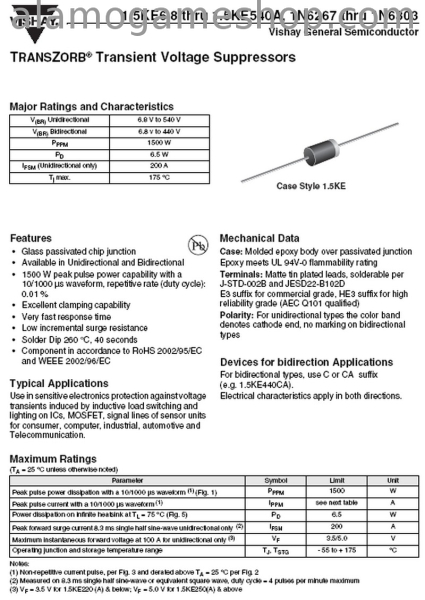 (image for) 1n6267 Transient Voltage Suppressor