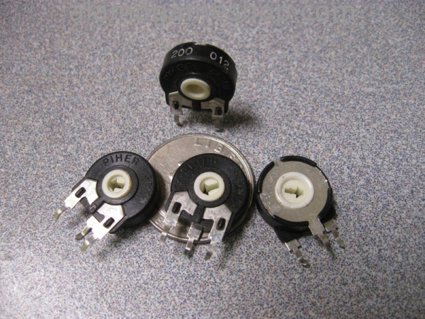(image for) 200 ohm Trimpot, vertical mount, Piher PT15 - Click Image to Close