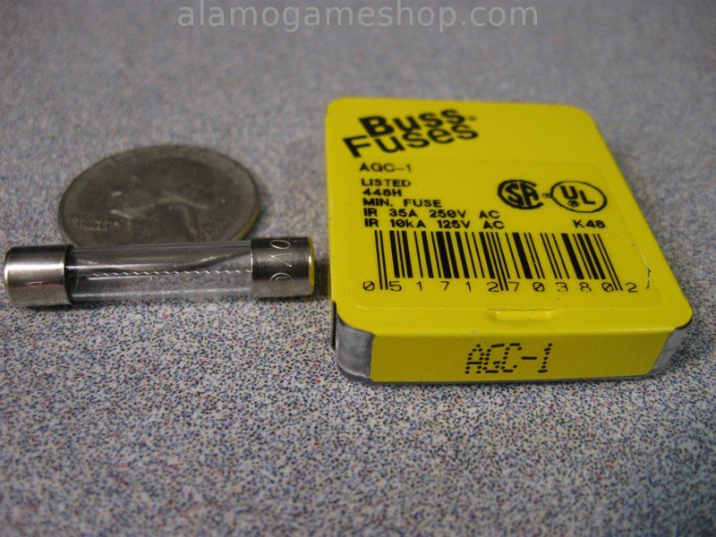 1 Amp Fuse, Box of 5 Bussmann AGC, Fast Blow 250v - Click Image to Close