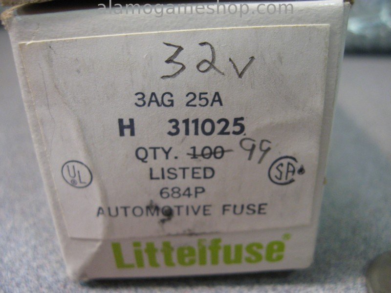 25 Amp Fuse, 3AG Fast Blow 32v - Click Image to Close