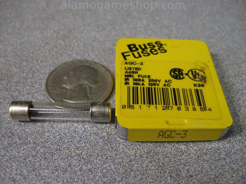 3 Amp Fuse, Box of 5 Bussmann AGC, Fast Blow 250v - Click Image to Close