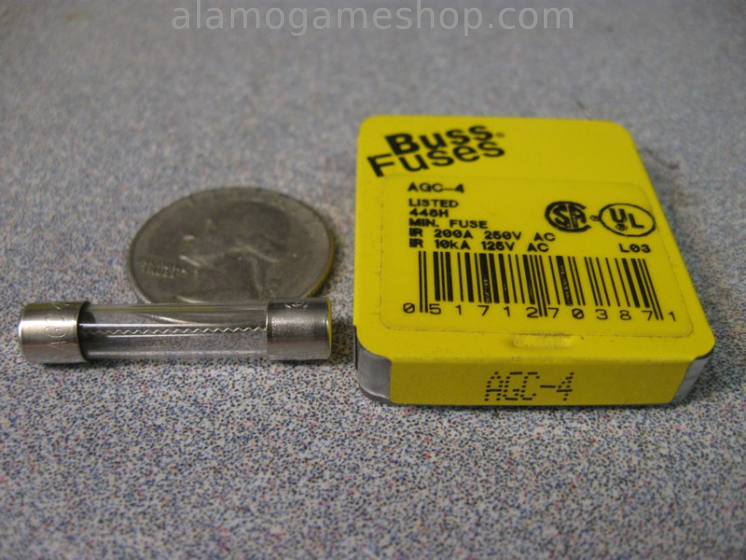 (image for) 4 Amp Fuse, Box of 5 Bussmann AGC, Fast Blow 250v