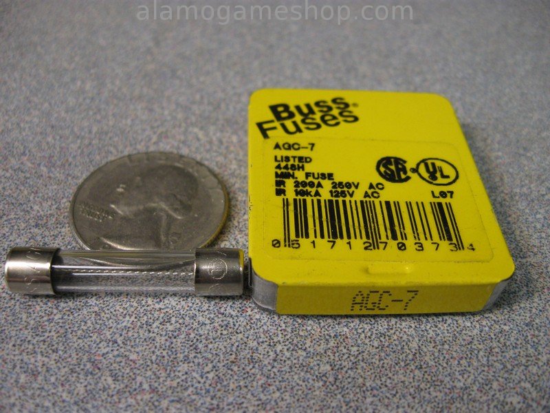 7 Amp Fuse, Box of 5 Bussmann AGC, Fast Blow 250v - Click Image to Close
