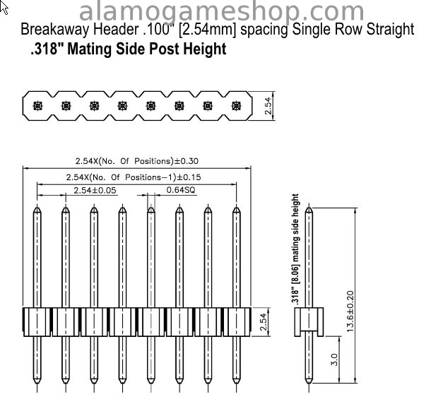 Header .100 spacing 40 PIN Break Away - Click Image to Close