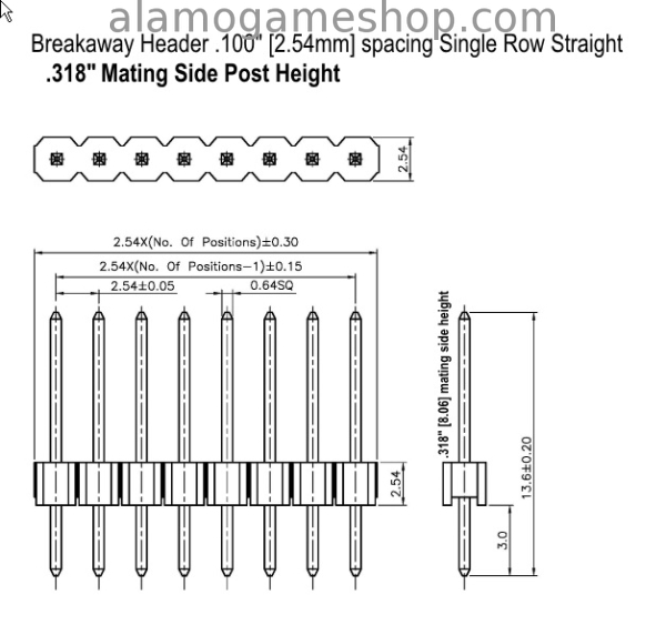 (image for) Header .100 spacing 40 PIN Break Away