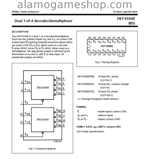 (image for) 4556B Dual 1 of 4 Decoder/Demultiplexer