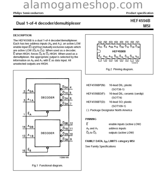 (image for) 4556B Dual 1 of 4 Decoder/Demultiplexer