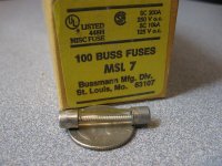 (image for) 7 Amp Fuse, Bussmann MSL, Slow Blow 250v