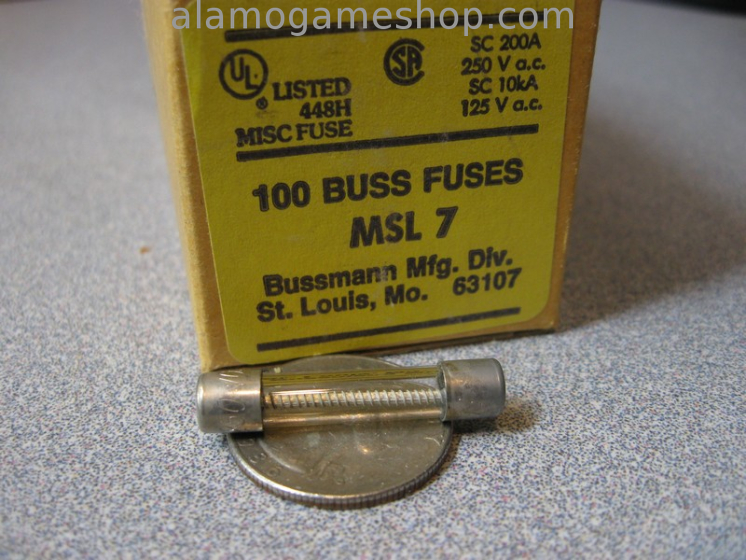 (image for) 7 Amp Fuse, Bussmann MSL, Slow Blow 250v