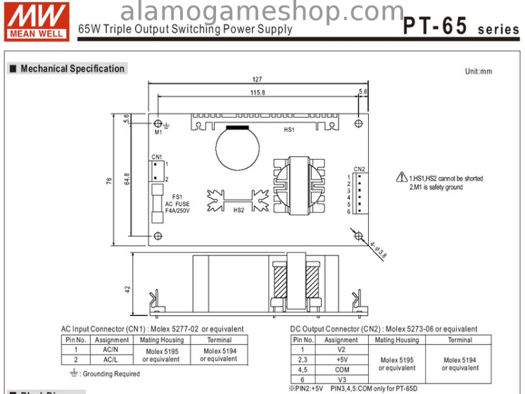 (image for) Open Frame Power Supply 5v, 12v, -12v