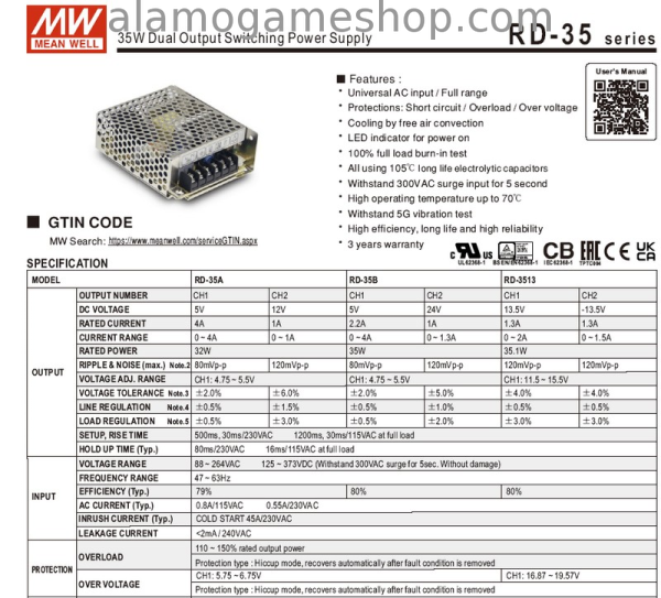 (image for) Power Supply 4amp 5v and 1amp 12v