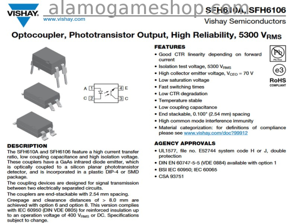 (image for) SFH6106-3, Optocoupler