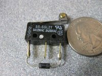 Switch Sub-Micro with roller and diode (image for) Switch Sub-Micro with roller and diode